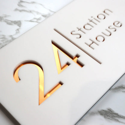 Custom Acrylic House/Letterbox Sign - White.