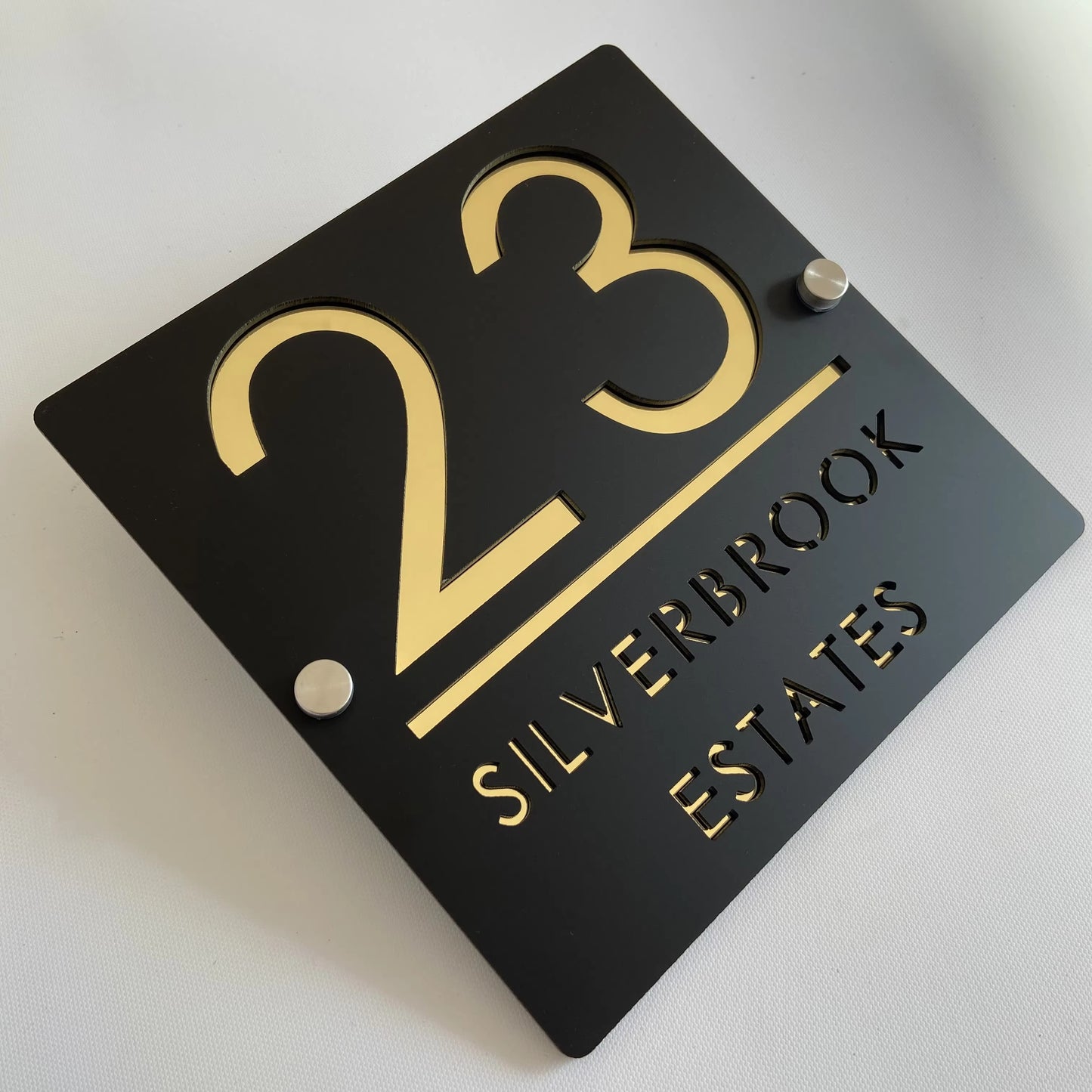 Custom Acrylic House/Letterbox Plaque on standoffs - Square