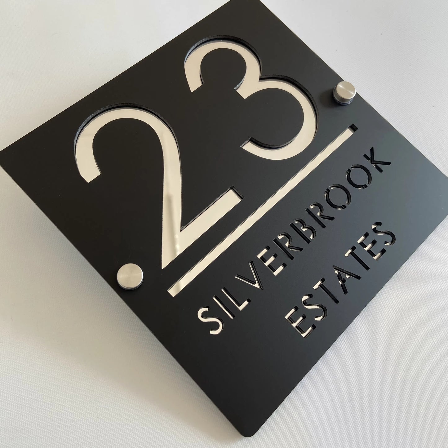 Custom Acrylic House/Letterbox Plaque on standoffs - Square