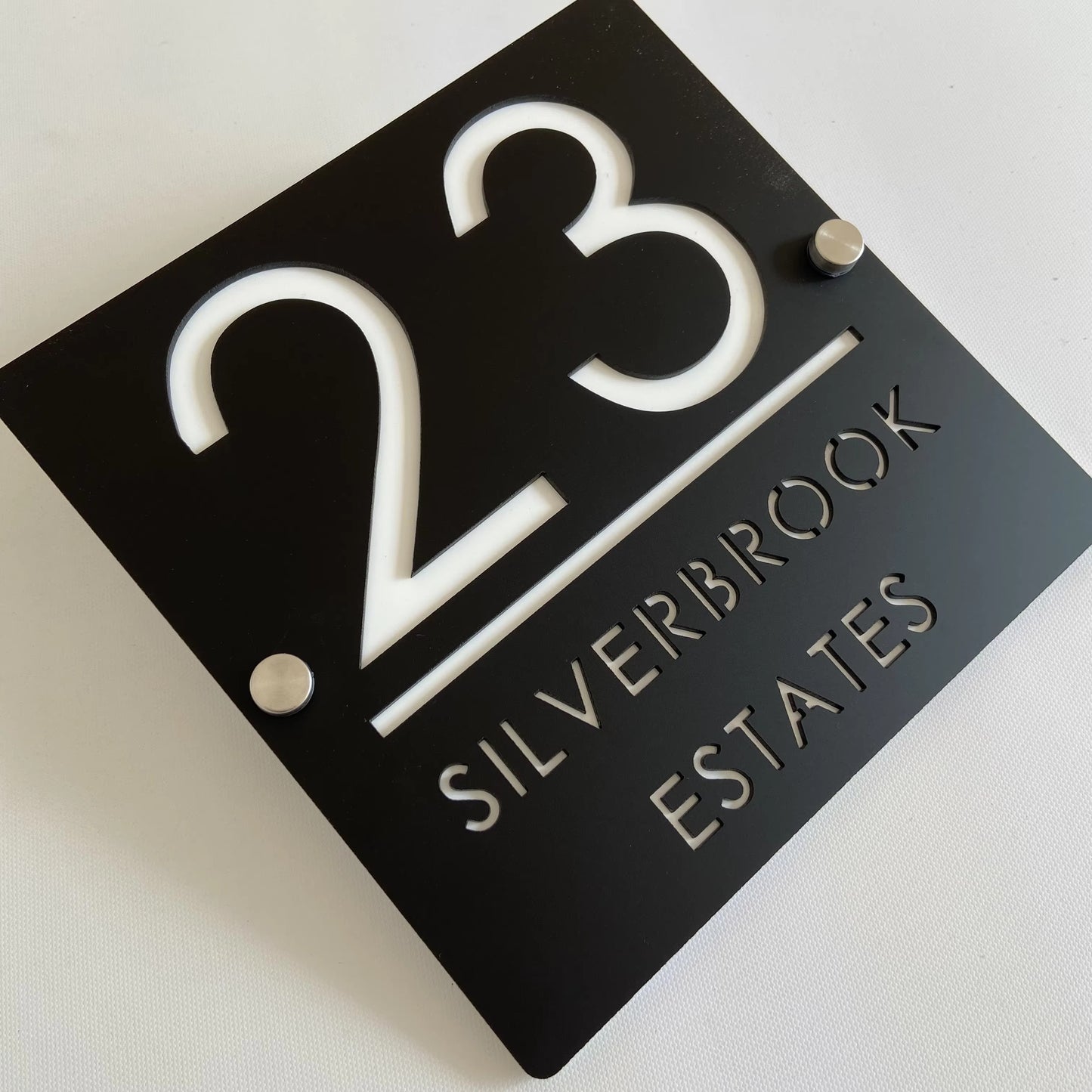 Custom Acrylic House/Letterbox Plaque on standoffs - Square