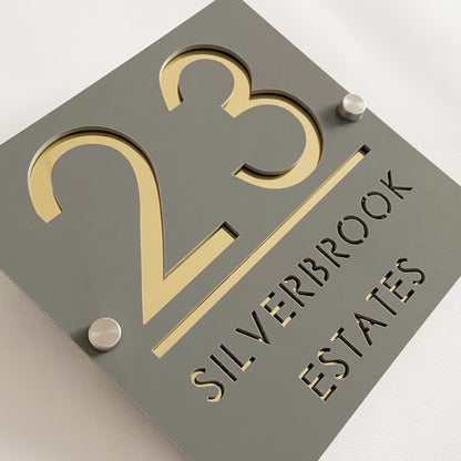 Custom Acrylic House/Letterbox Plaque on standoffs - Square